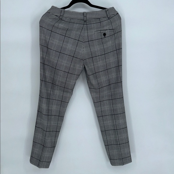 Marella Plaid Slim Ankle Pants Black White Houndstooth Stretch Trousers Sz 4 - Picture 5 of 13